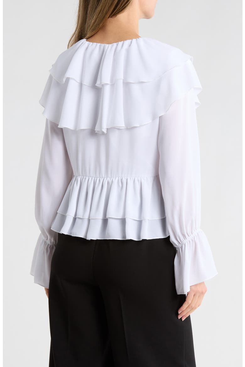 Trista Ruffle Long Sleeve Peplum Top, Alternate, color, WHITE