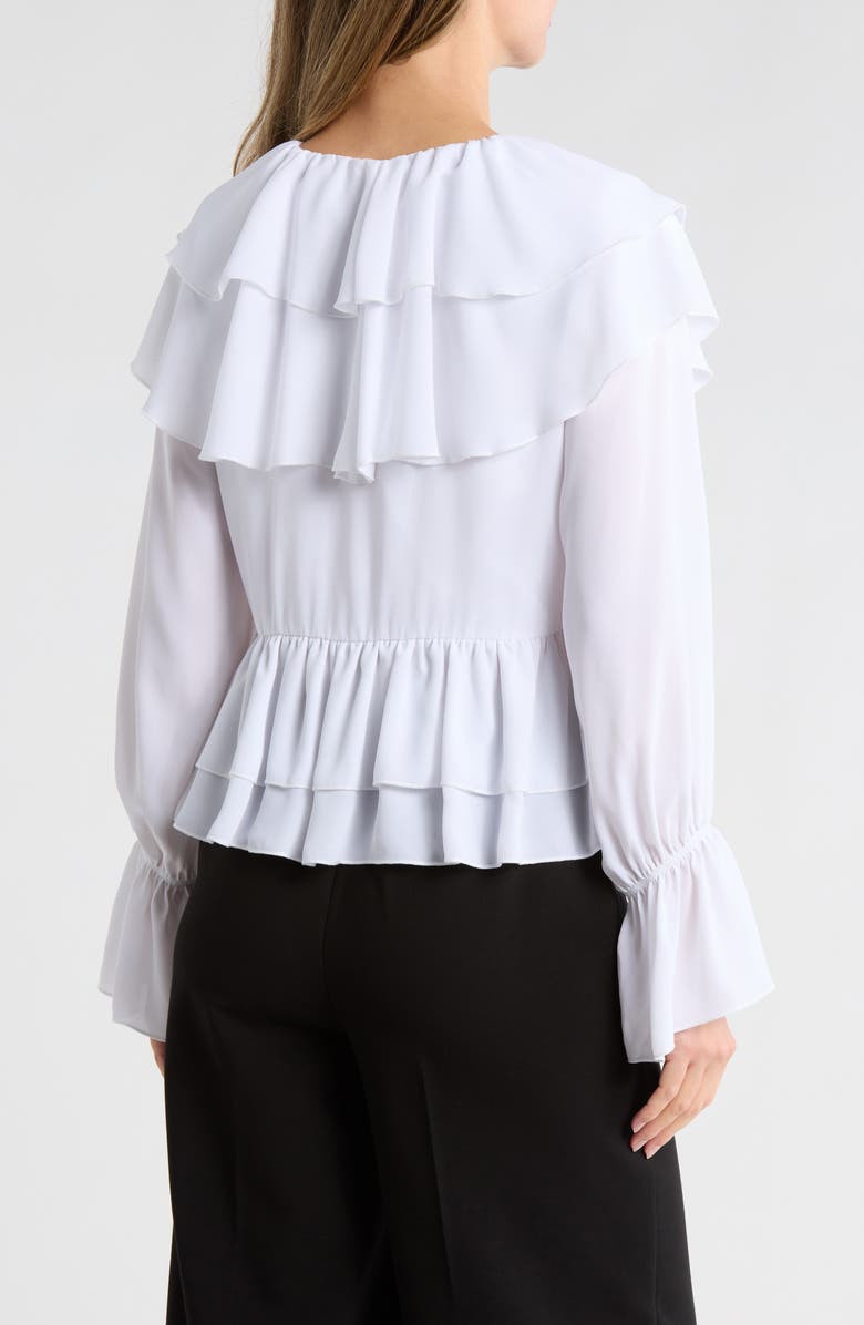 AREA STARS Trista Ruffle Long Sleeve Peplum Top, Alternate, color, White