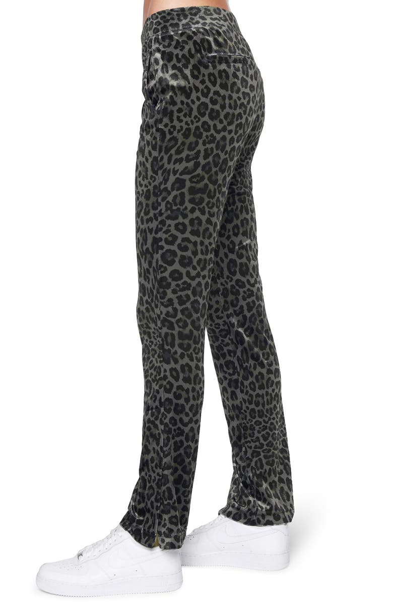 Pam & Gela Leopard Print Stretch Velour Track Pants, Alternate, color, 