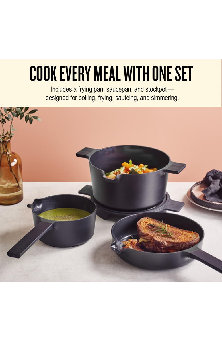 Alva Neat 5-Piece Nesting Ceramic Cookware Set, Alternate, color, Black