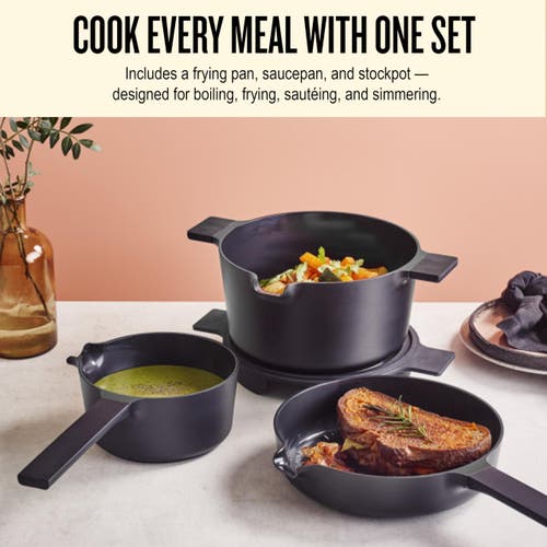 Alva Neat 5-piece Nesting Ceramic Cookware Set In Orange