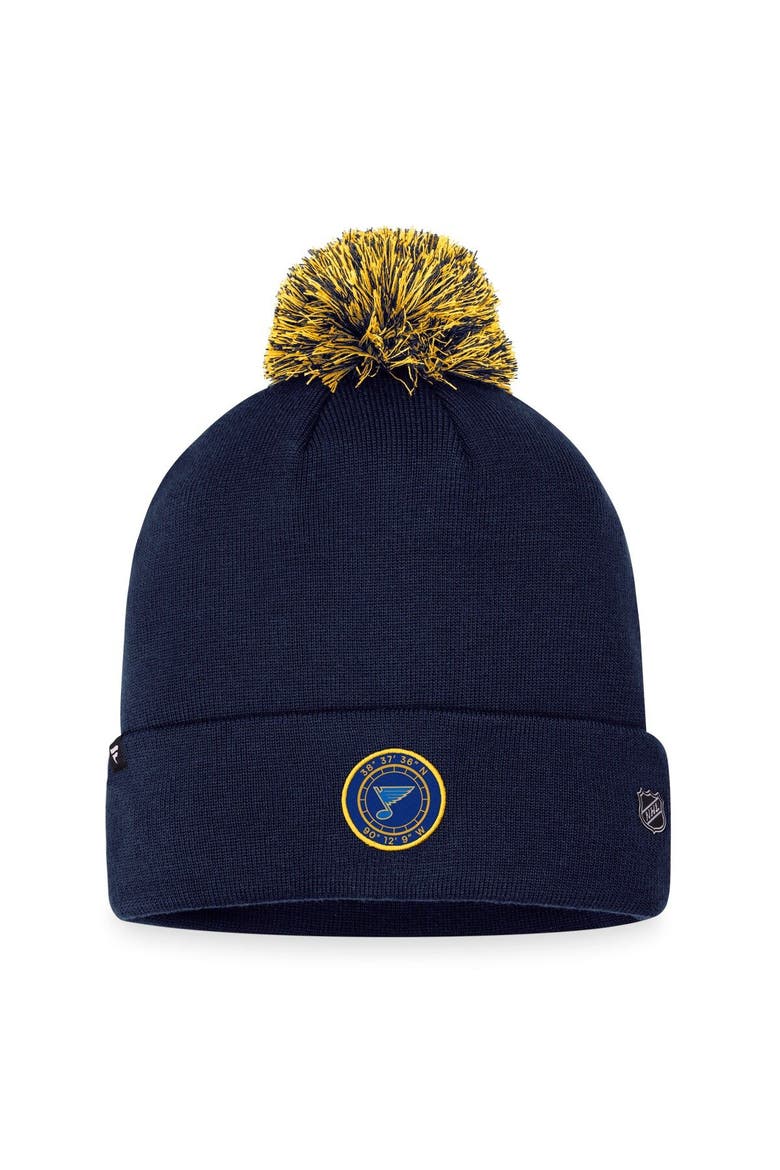 Men's Fanatics Branded  Navy St. Louis Blues 2023 NHL Draft Cuffed Knit Hat with Pom, Alternate, color, Navy