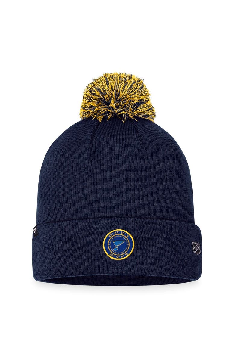 FANATICS Men's Fanatics Branded Navy St. Louis Blues 2023 NHL Draft Cuffed Knit Hat with Pom, Alternate, color, Navy