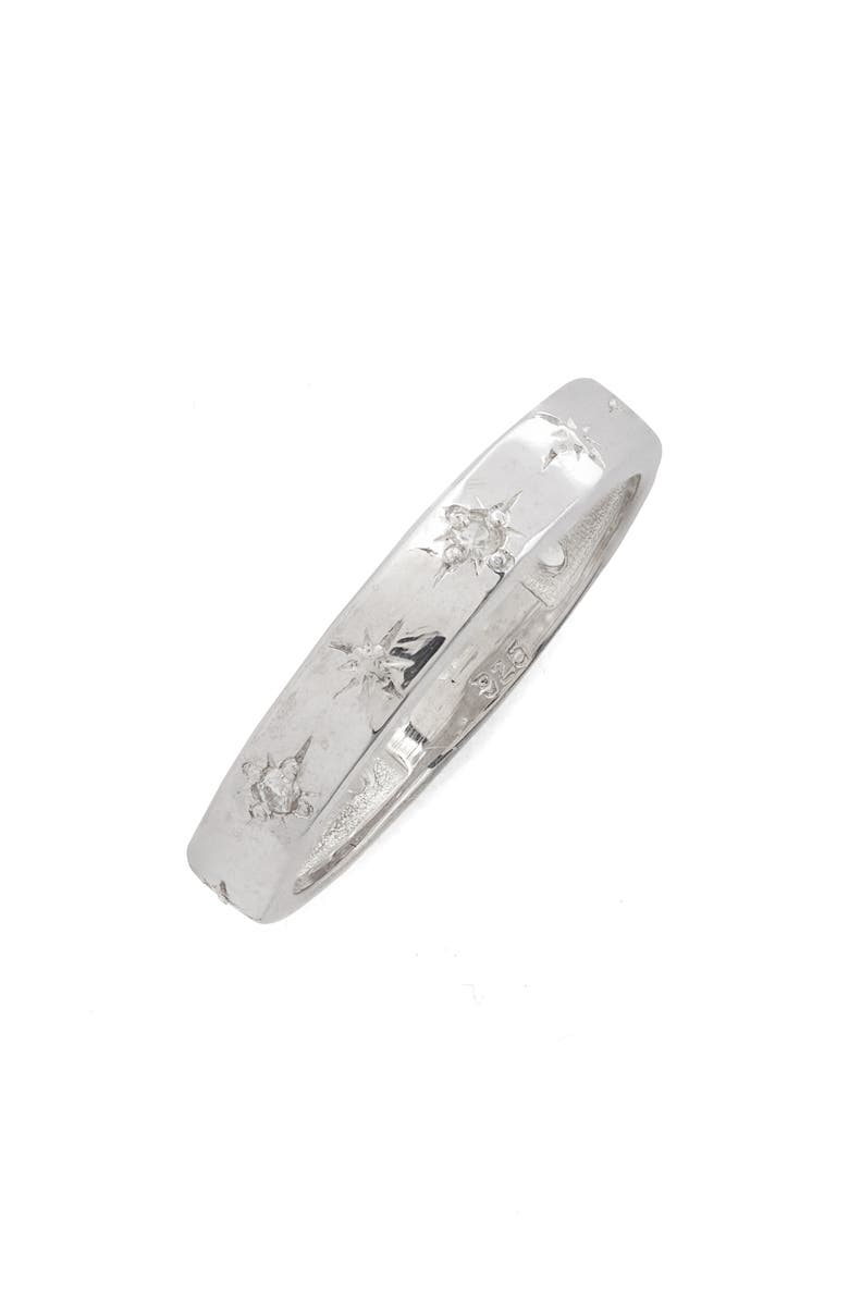 Anzie Starburst Band Ring, Main, color, White Silver