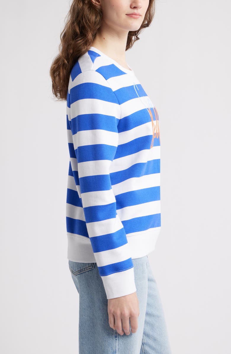 Caslon<sup>®</sup> Stripe Embroidered Graphic Sweatshirt, Alternate, color, Blue- White Bella Graphic