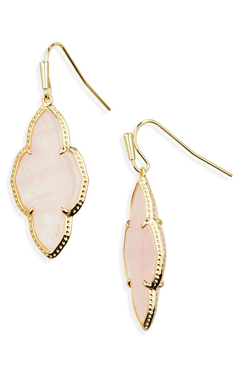 Kendra Scott Abbie Drop Earrings, Main, color, Gold Rose Quartz