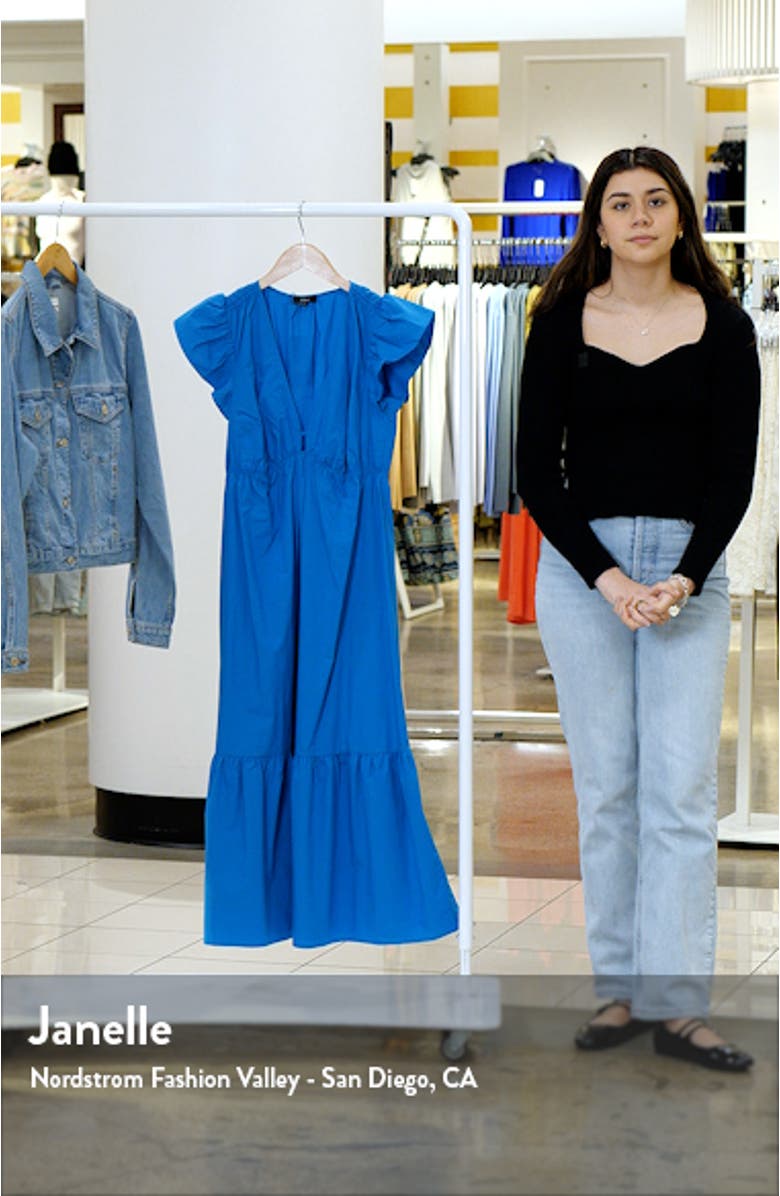 Tina Flutter Sleeve Cotton Blend Midi Dress, sales video thumbnail