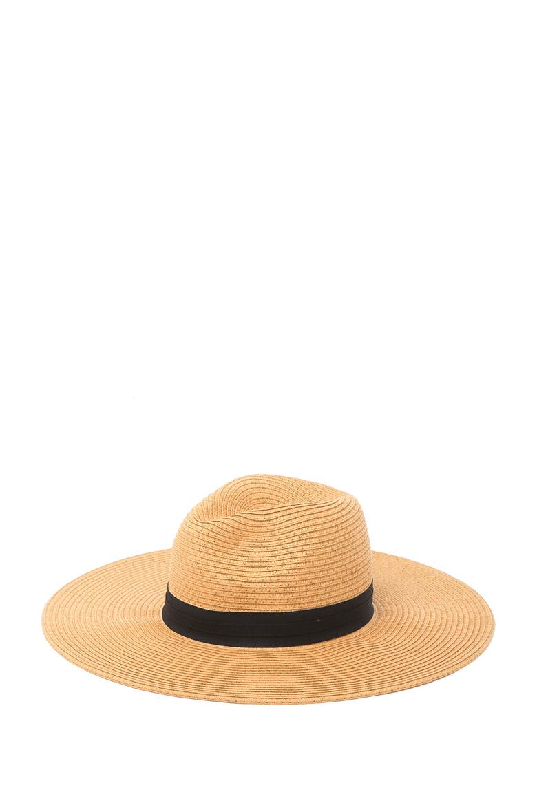 Grossgrain Panama Hat, Alternate, color, TAN