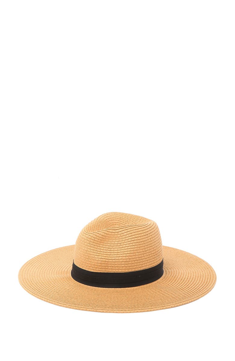 Vince Camuto Grossgrain Panama Hat, Alternate, color, Tan
