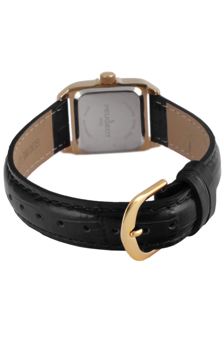 Status Square Crystal Bezel Leather Watch - 34x24MM, Alternate, color, Black