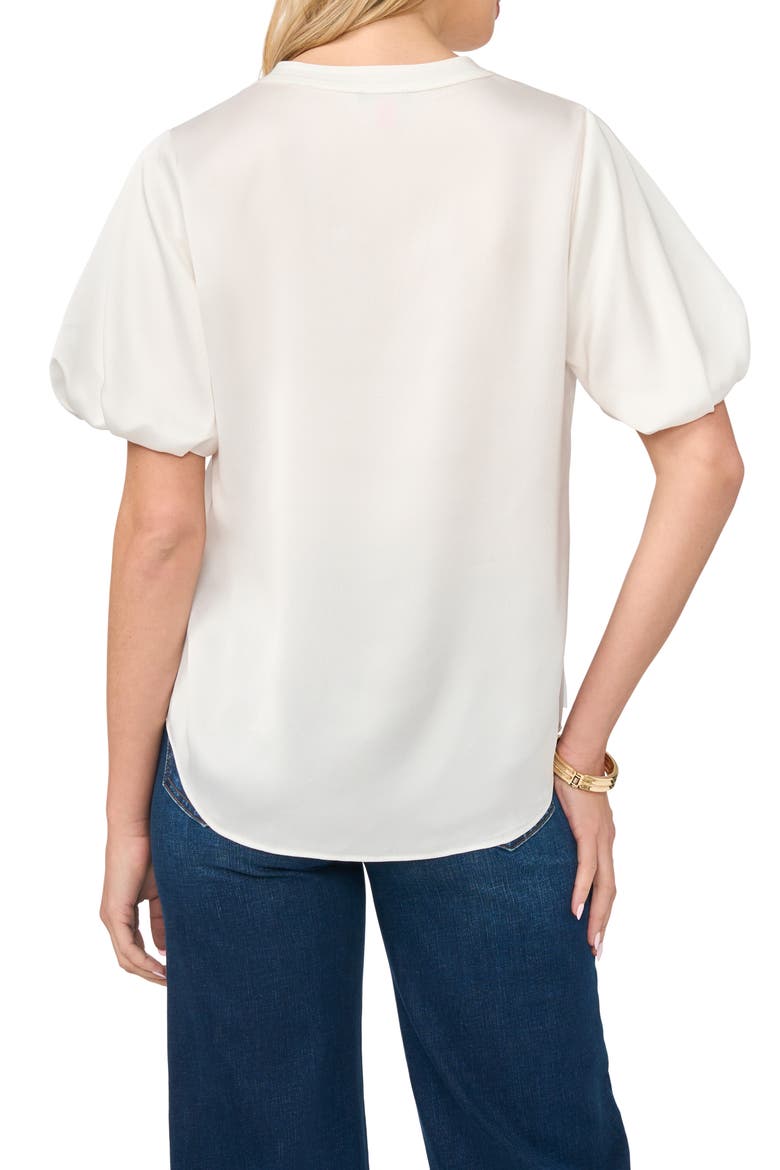 Puff Sleeve Satin Top, Alternate, color, NEW IVORY