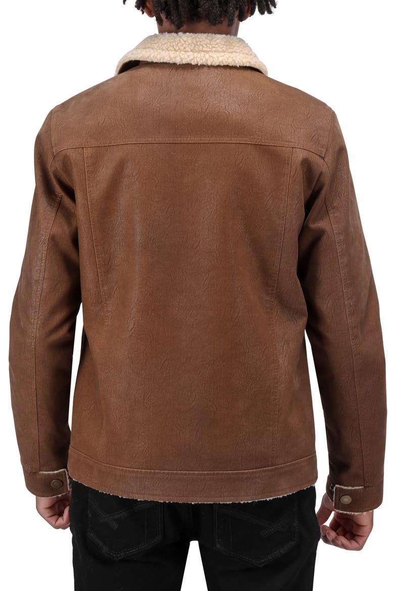 Faux Shearling Lined Trucker Jacket, Alternate, color, BROWN