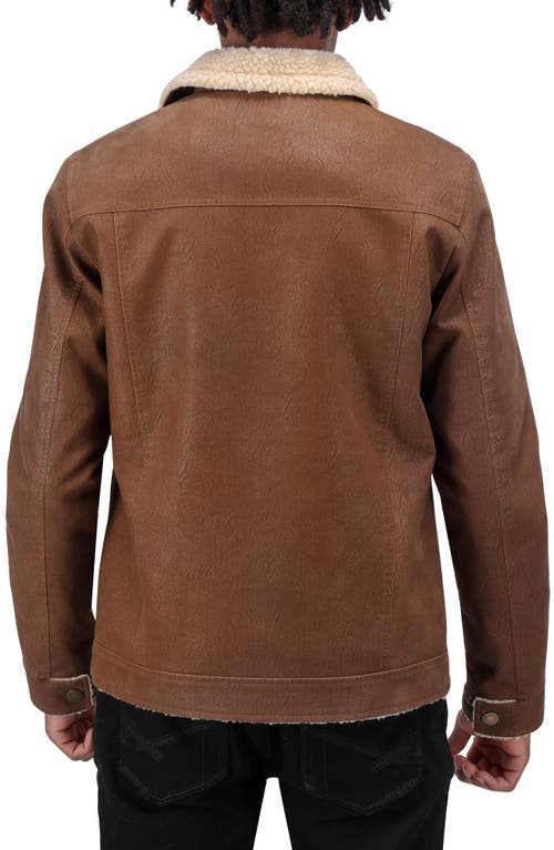 X-ray Xray Faux Shearling Lined Trucker Jacket In Brown