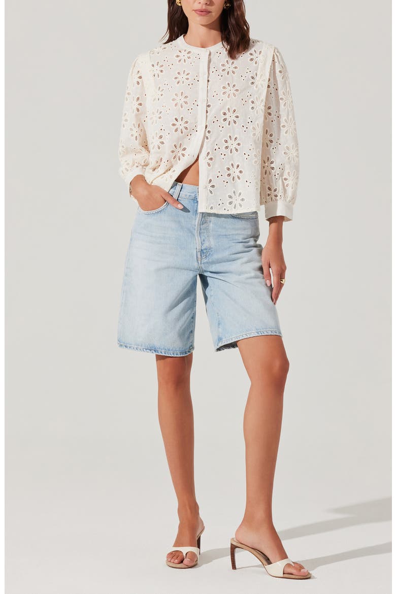 Savanna Cotton Eyelet Top, Alternate, color, CREAM