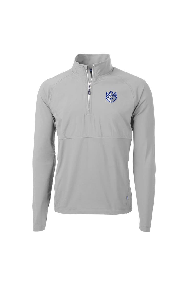 Cutter & Buck Men's Cutter & Buck Silver Saint Louis Billikens Adapt Eco Knit Hybrid Recycled Quarter-Zip Pullover Top, Main, color, Silver