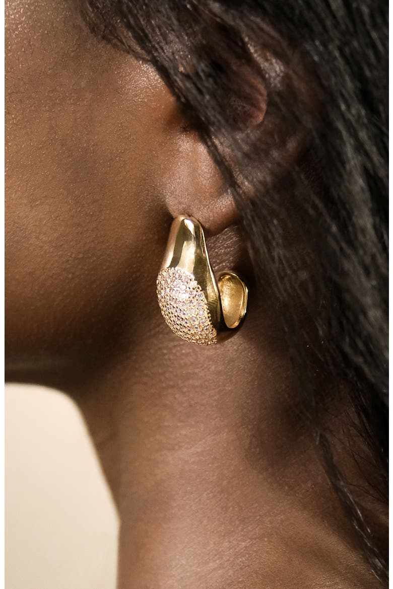 Wesley Pavé Cubic Zirconia Statement Hoop Earrings, Alternate, color, GOLD