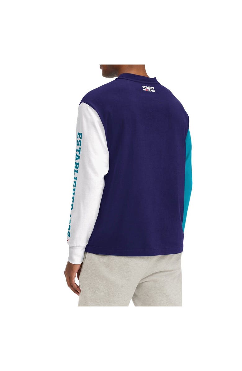 TOMMY JEANS Men's Tommy Jeans Purple Charlotte Hornets Richie Color Block Long Sleeve T-Shirt, Alternate, color, Purple