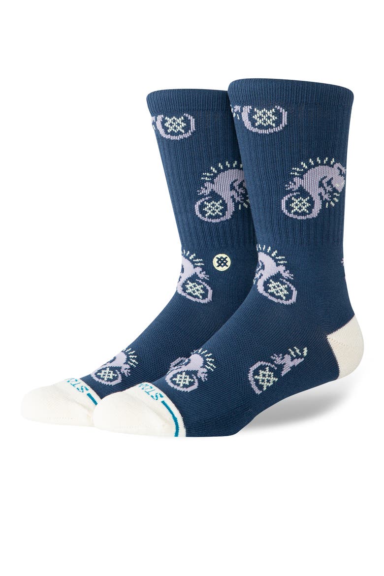 Gecko Combed Cotton Blend Crew Socks, Main, color, PURPLE