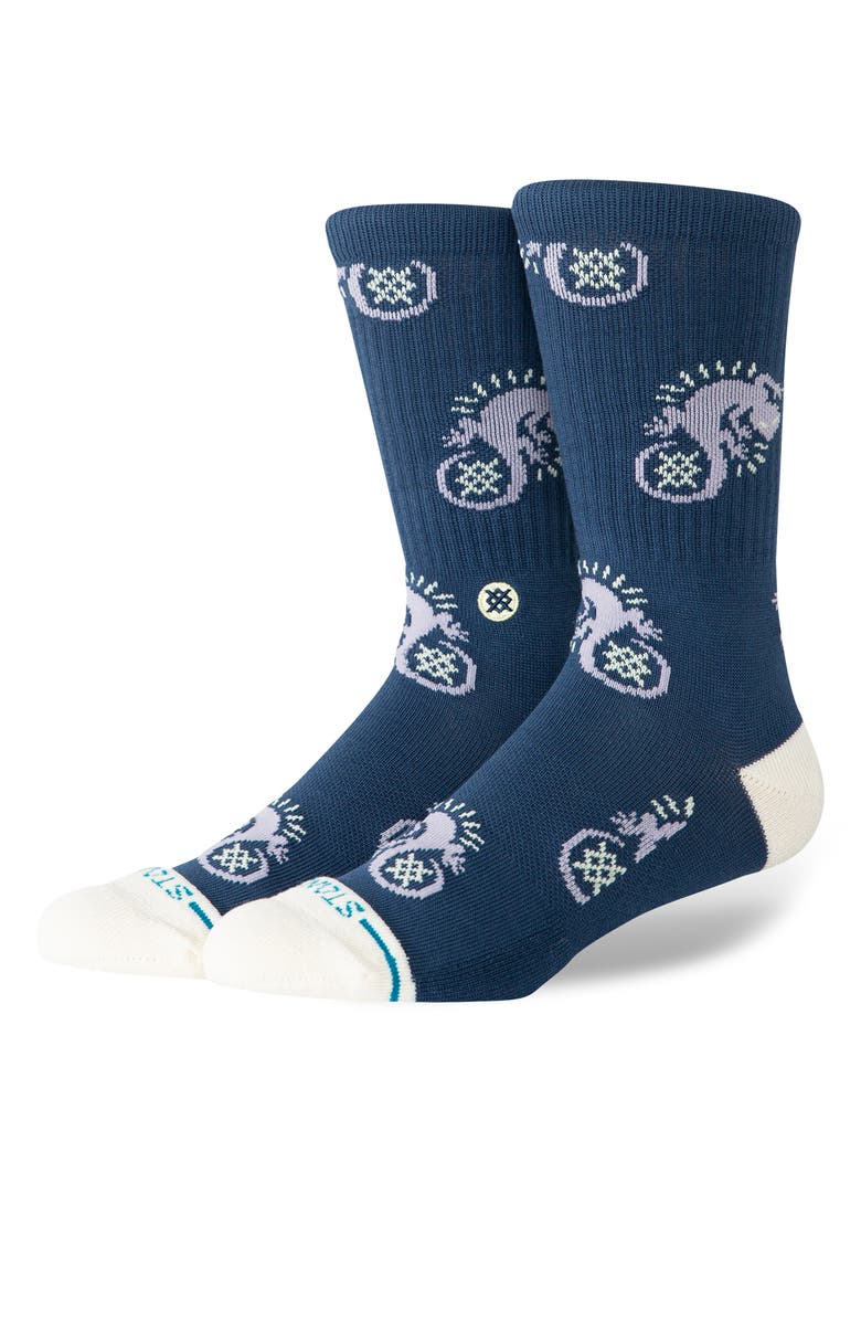 Stance Gecko Combed Cotton Blend Crew Socks, Main, color, Purple