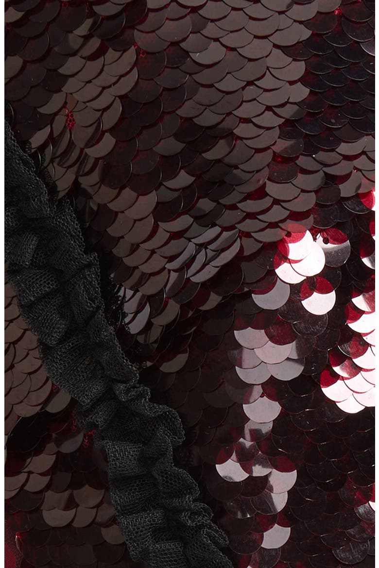 Frill Sequin Tulle Bonnet, Alternate, color, DEEP RED