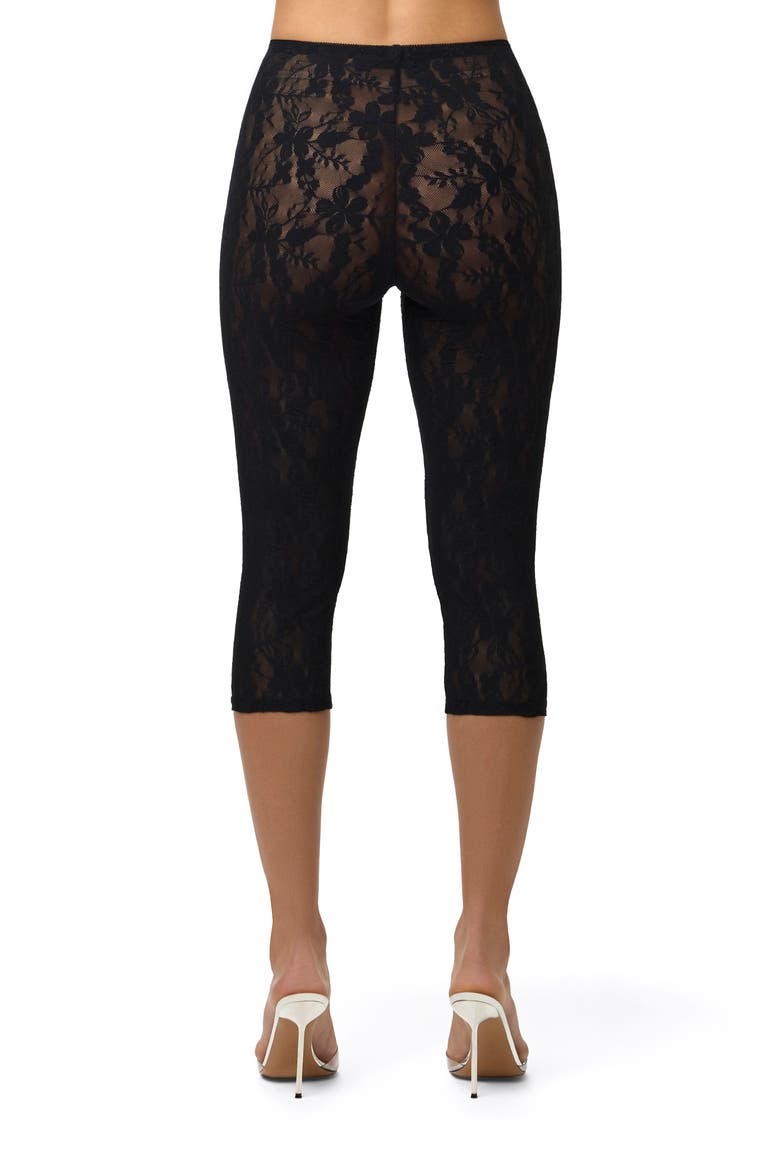 Lace Capri Leggings, Alternate, color, BLACK