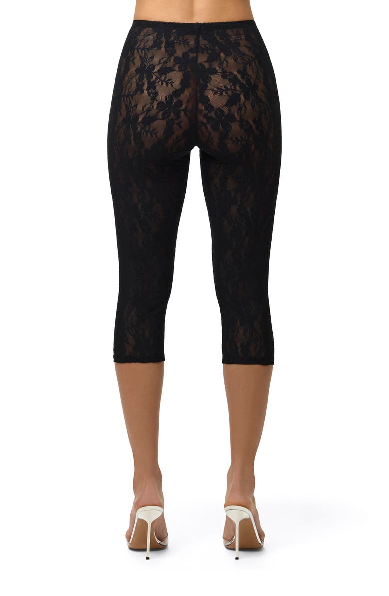 Naked Wardrobe Lace Capri Leggings, Alternate, color, Black