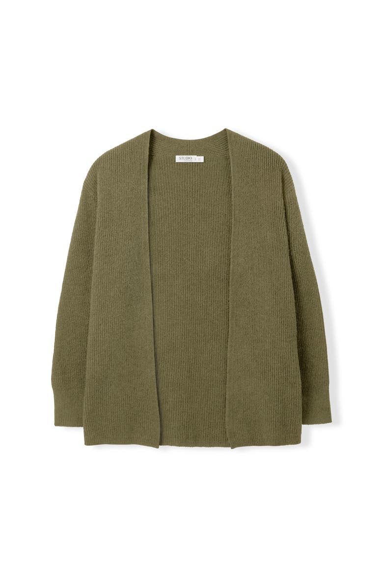 Longline Ribbed Cardigan, Alternate, color, Olive