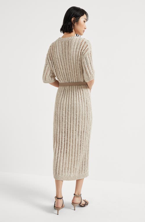 Brunello Cucinelli Beige Dazzling Dress In Natural