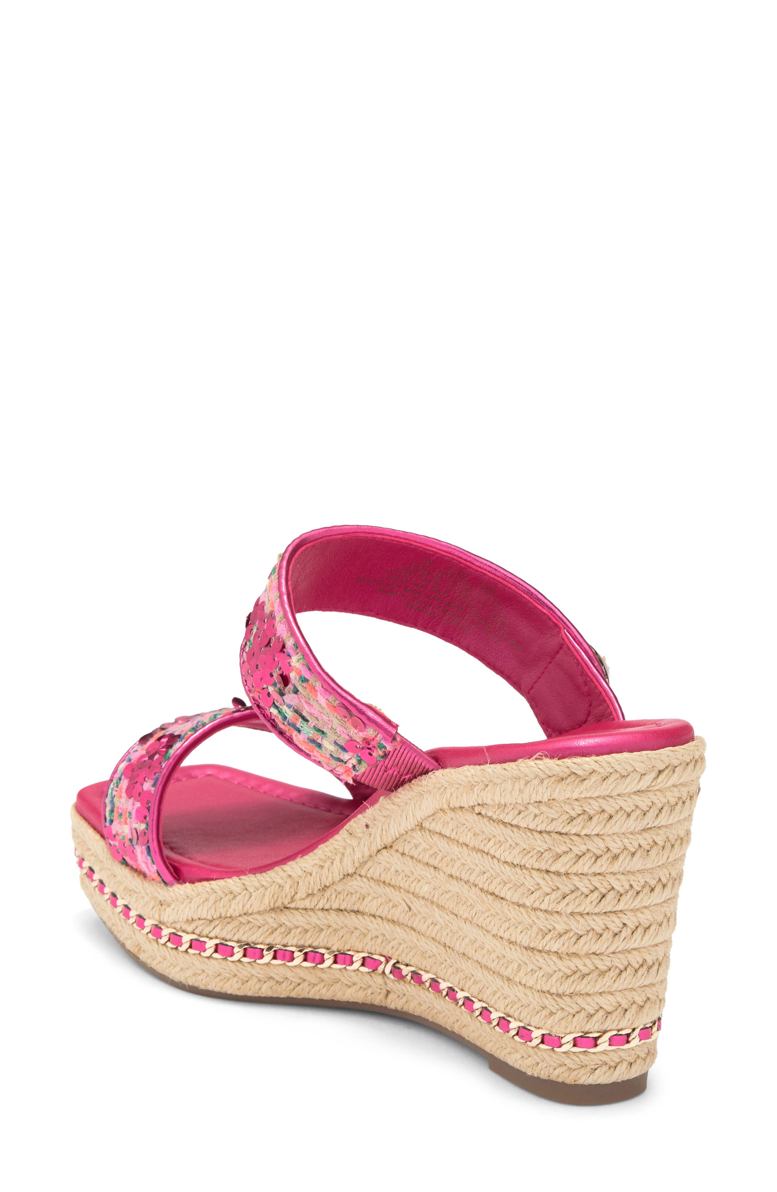KARL LAGERFELD PARIS Carsen Espadrille Platform Wedge Sandal, Alternate, color, Hot Pink