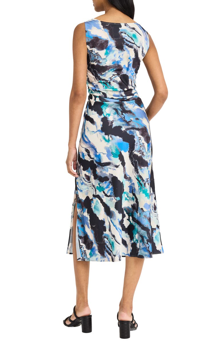 DONNA MORGAN FOR MAGGY Cowl Neck Sleeveless A-Line Midi Dress, Alternate, color, Cream/ Navy