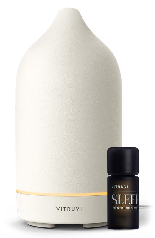 Vitruvi Stone Sleep Diffuser Bundle Set in White 