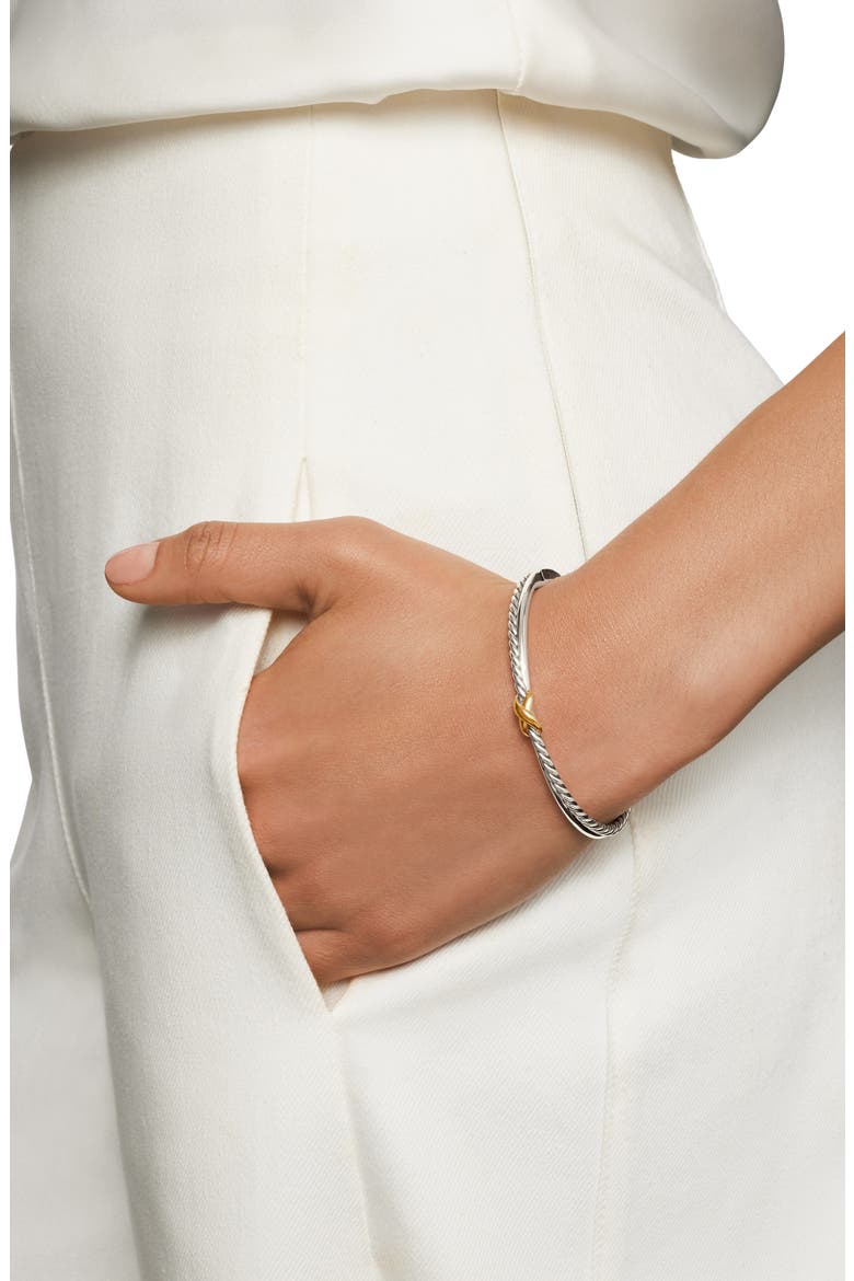Petite X Center Station Bracelet in Sterling Silver with 18K Yellow Gold, 5.2mm, Alternate, color, SILVER/ YELLOW GOLD