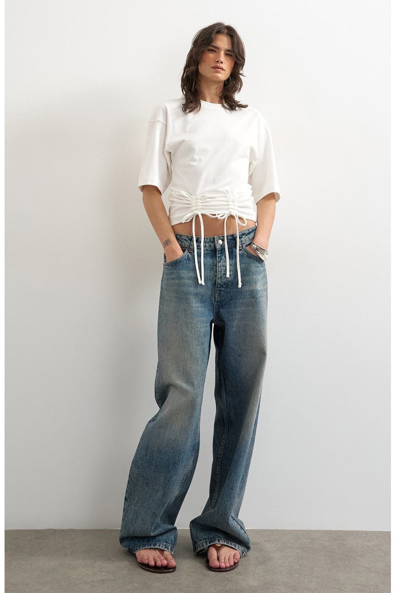 Drawstring Hem T-Shirt, Alternate, color, IVORY