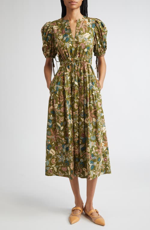 Ulla Johnson Cotton Adriana Midi Dress In Green