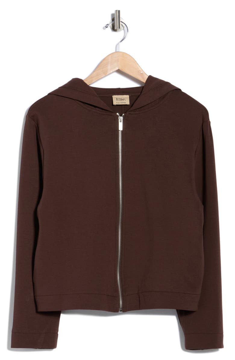 ELIE ELIE TAHARI Crop Full Zip Hoodie, Alternate, color, Chocolate