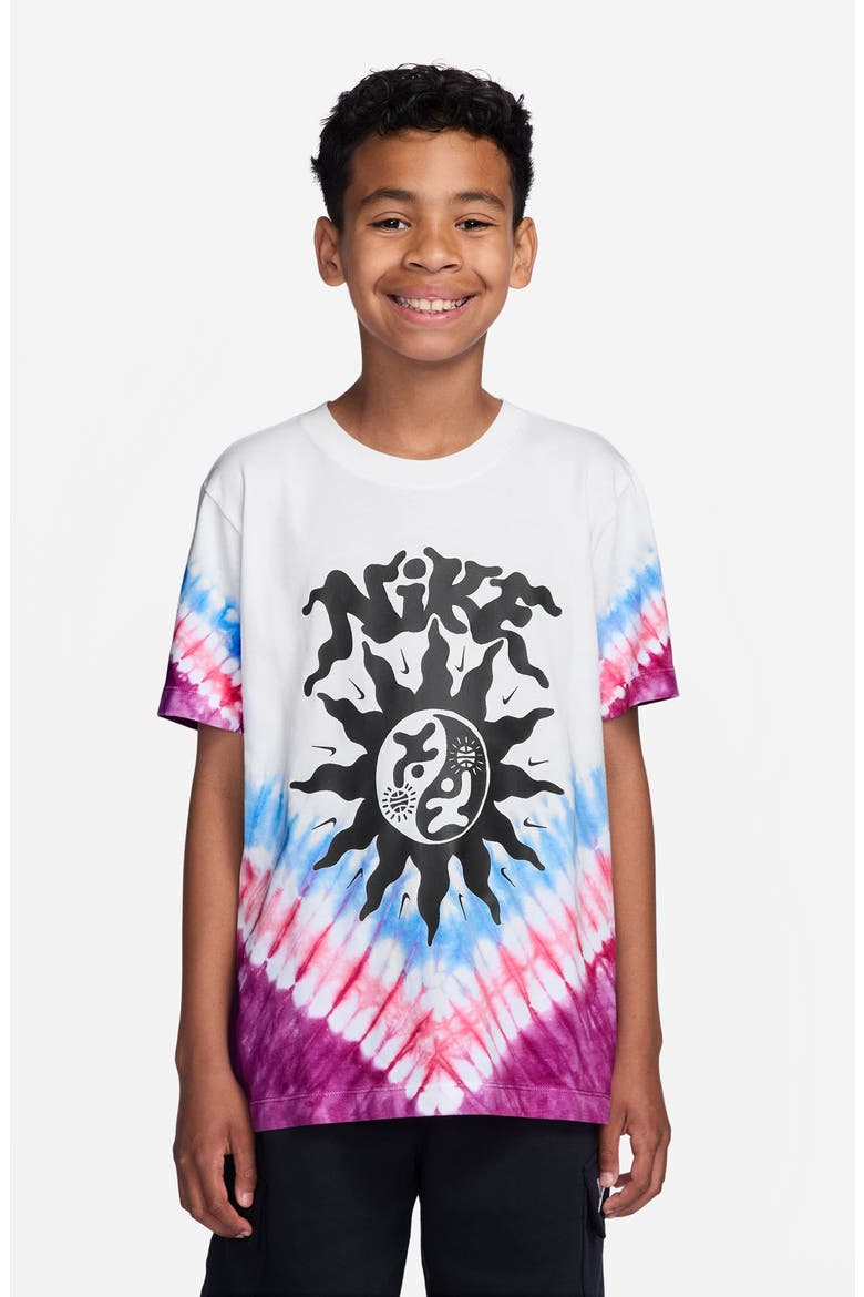 Kids' Basketball Tie Dye Cotton Graphic T-Shirt, Main, color, WHITE/ UNIVERSITY BLUE