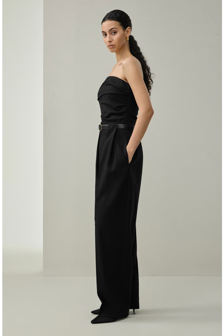 Box Pleated Silk-Wool Trouser, Alternate, color, Black