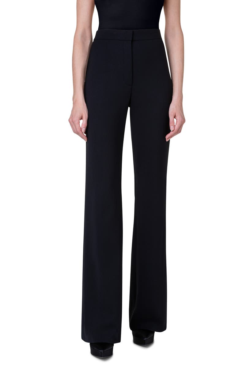 Akris punto Courtney Wide Leg Stretch Virgin Wool Pants, Main, color, 009 Black
