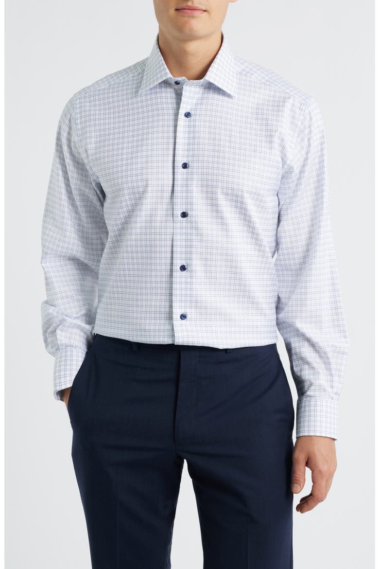Regular Fit Dobby Check Dress Shirt, Main, color, WHITE/NAVY