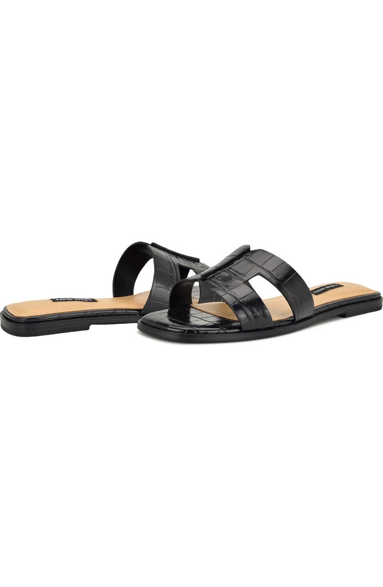 Nine West Giny Slide Sandal, Alternate, color, Black Embossed