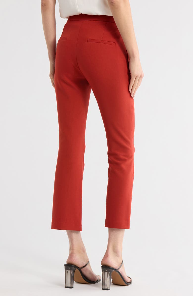 Veronica Beard Arte Houndstooth High Waist Flare Ankle Pants, Alternate, color, Brick Red