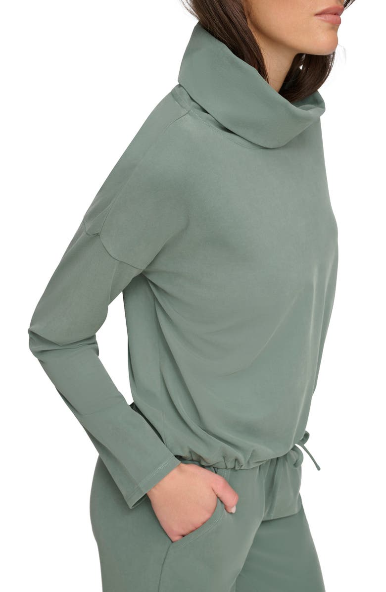 Andrew Marc Sport Sueded Piqué Pullover Sweatshirt, Alternate, color, Fern