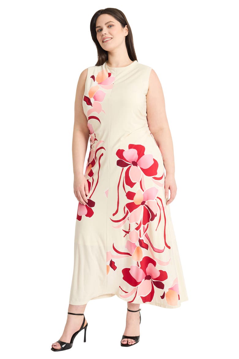 Mock Neck Sleeveless Midi Dress, Alternate, color, CREAM/ ROSE