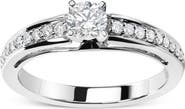 Haus of Brilliance 14K White Gold 1/2 Cttw Diamond Solitaire Pave Set Engagement Ring