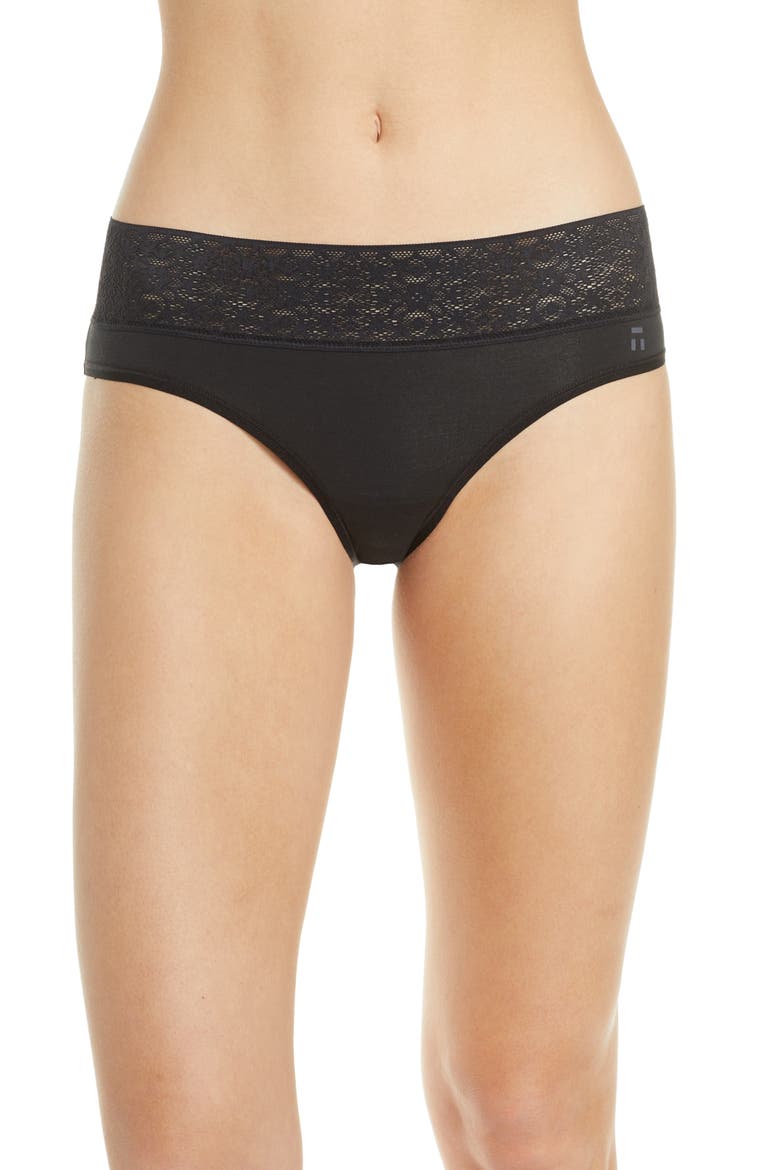 Cool Cotton Lace Cheeky Briefs, Main, color, BLACK
