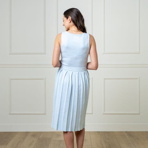 Hope & Henry Organic Pleated Sweater Knit Dress In Light Blue Heather