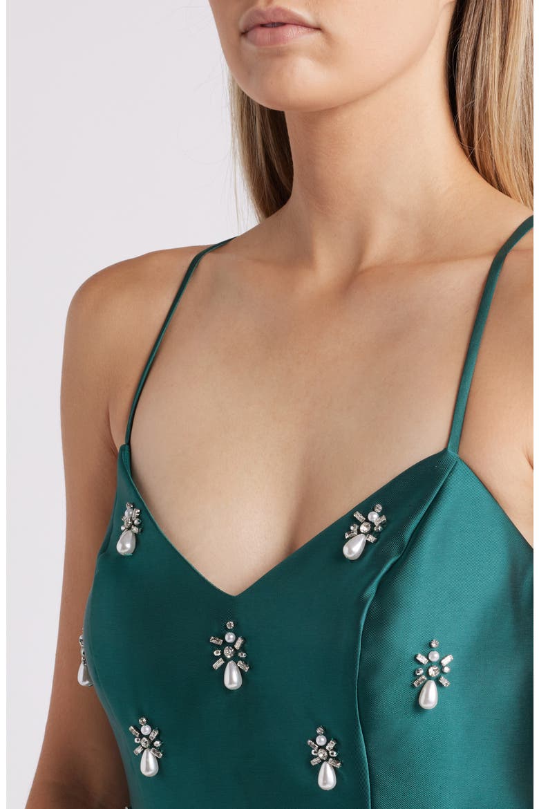 Embellished Mikado High-Low Cocktail Dress, Alternate, color, EME