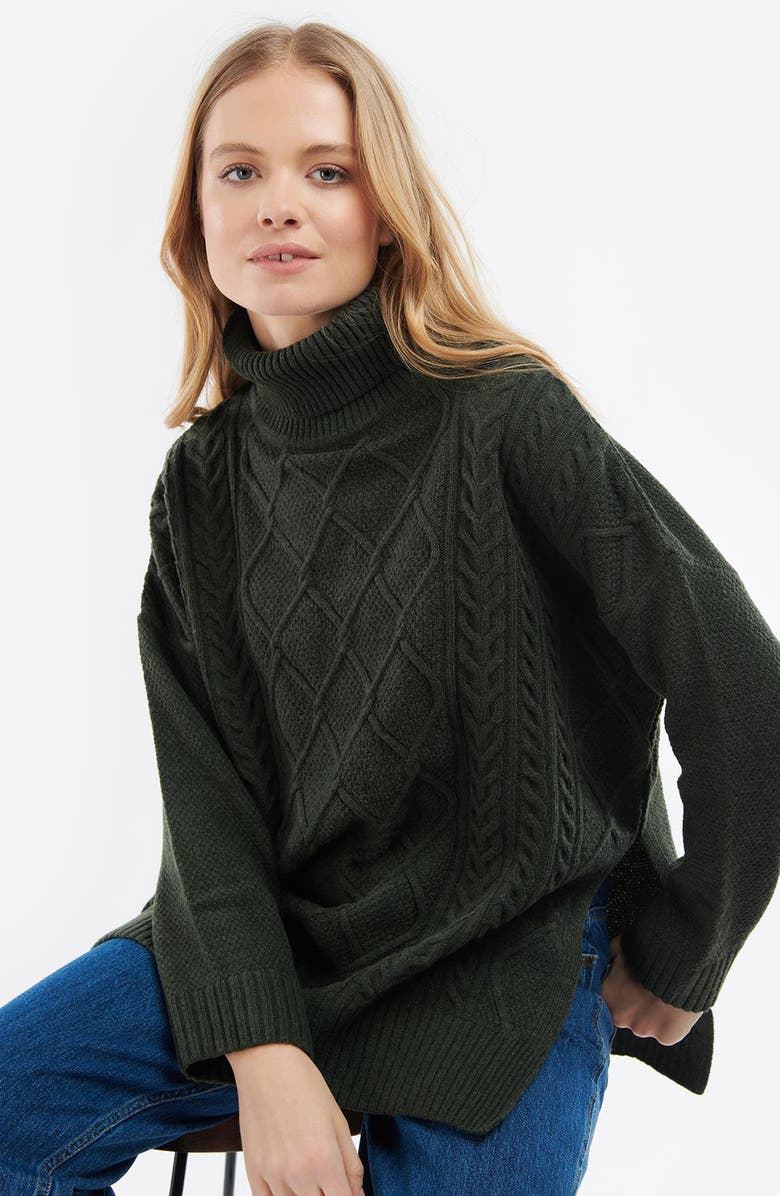 Barbour Burne Wool Blend Cable Sweater, Alternate, color, 