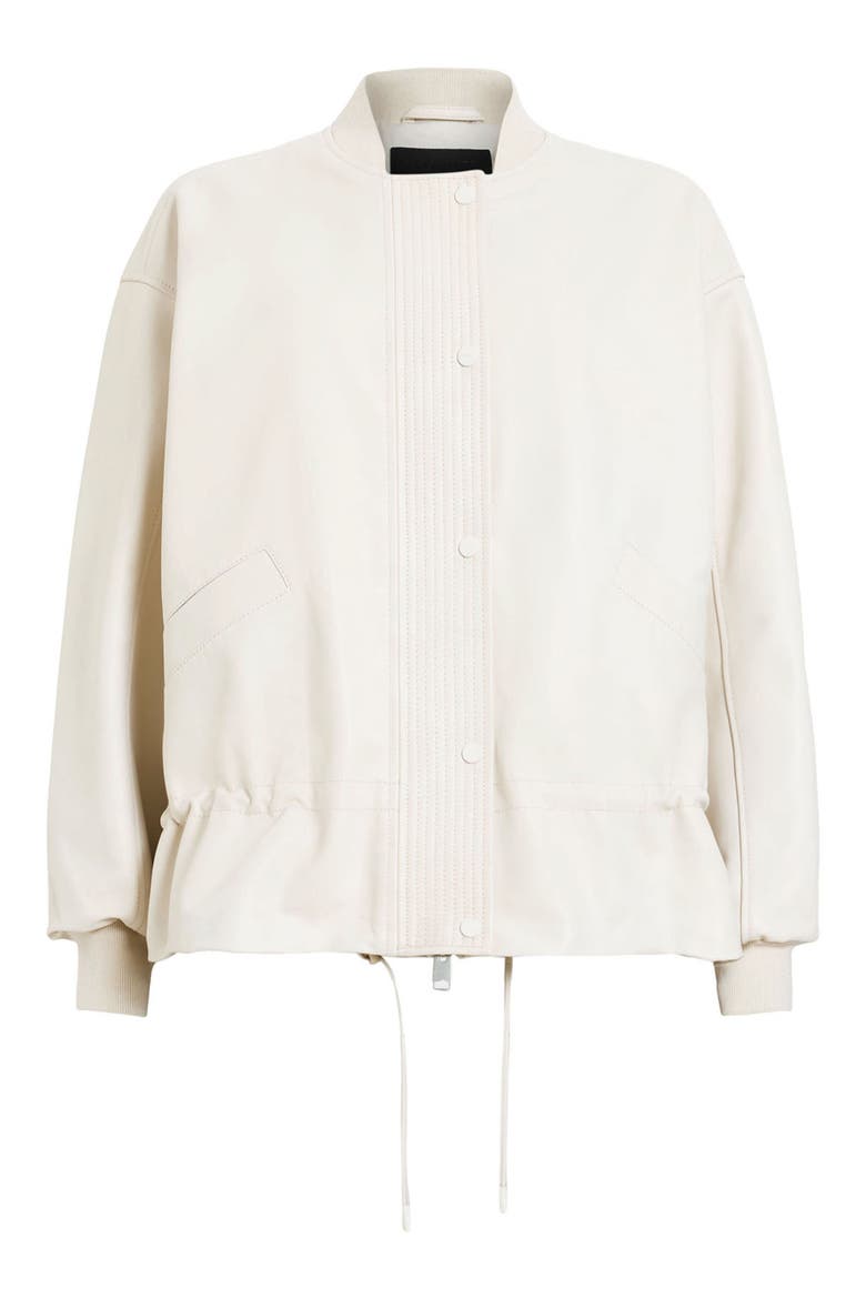 Sofi Leather Bomber Jacket, Alternate, color, OFF WHITE