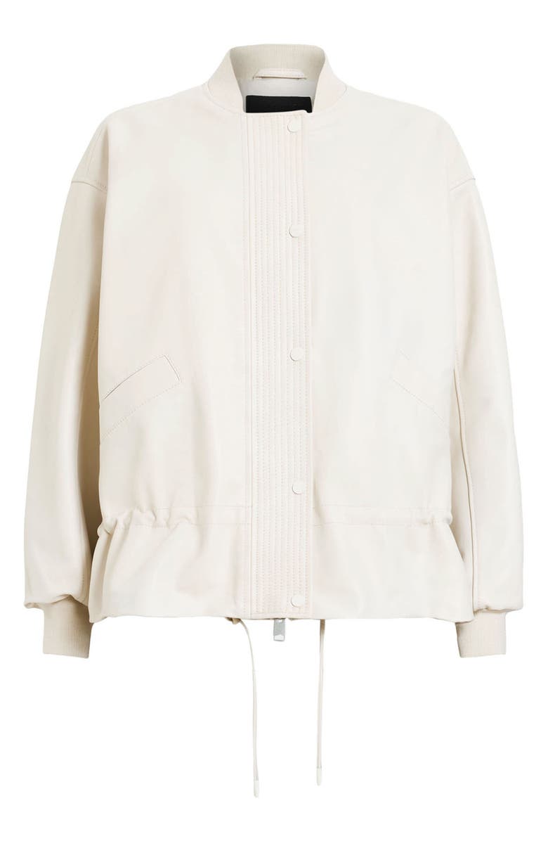 AllSaints Sofi Leather Bomber Jacket, Alternate, color, Off White
